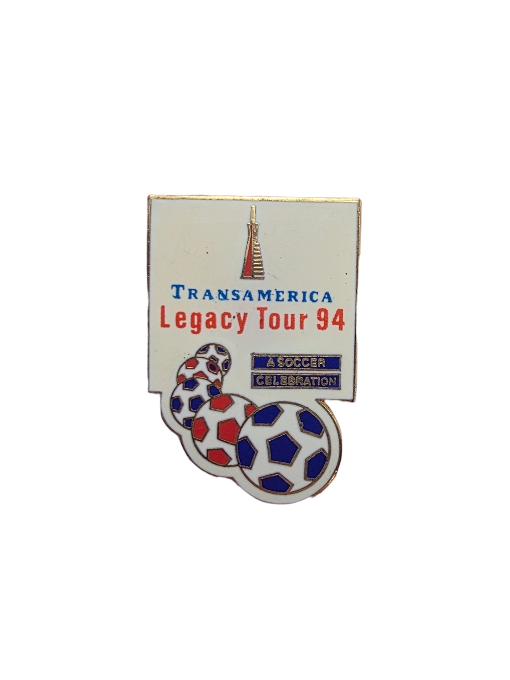 Vintage USA World Cup 94 Soccer Transamerica Legacy Tour Souvenir Logo Lapel Pin